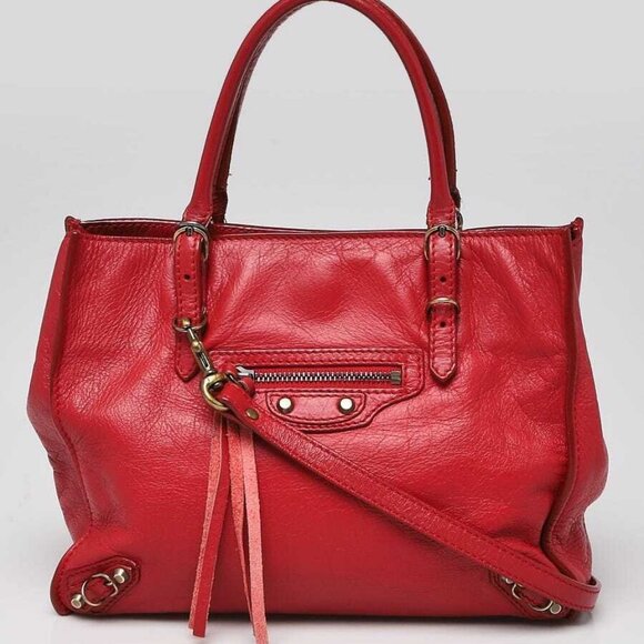 Balenciaga Poppy Calfskin Leather Mini Papier A4 Magnet Tote Bag - Picture 1 of 11
